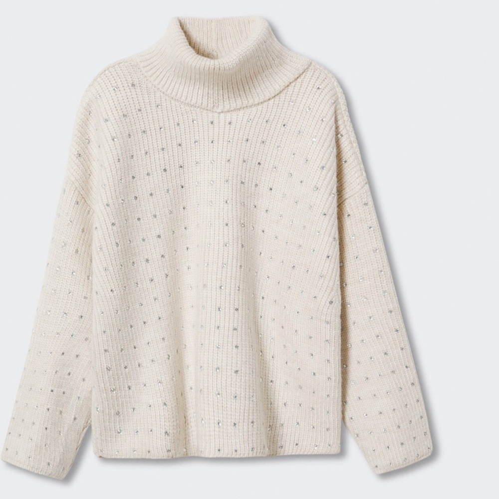 MANGO RHINESTONE TURTLENECK SWEATER - Picture 3 of 13